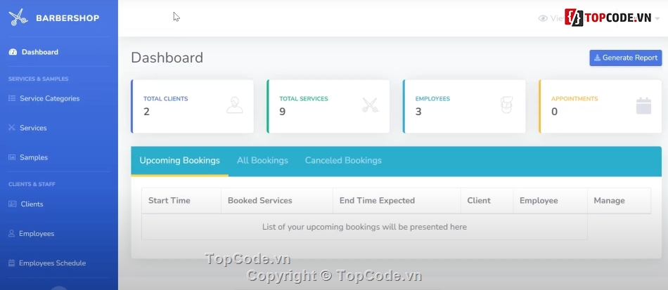 Website quản lý,tiệm cắt tóc,quản lý